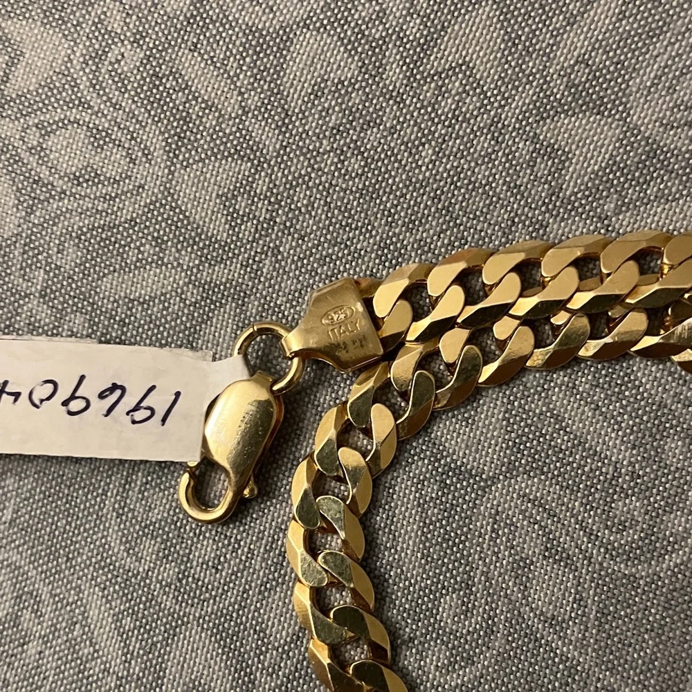 24K Gold Bonded 925 Cuban link Stamped Men’s Bracelet From Italy 🇮🇹 - Picture 6 of 15